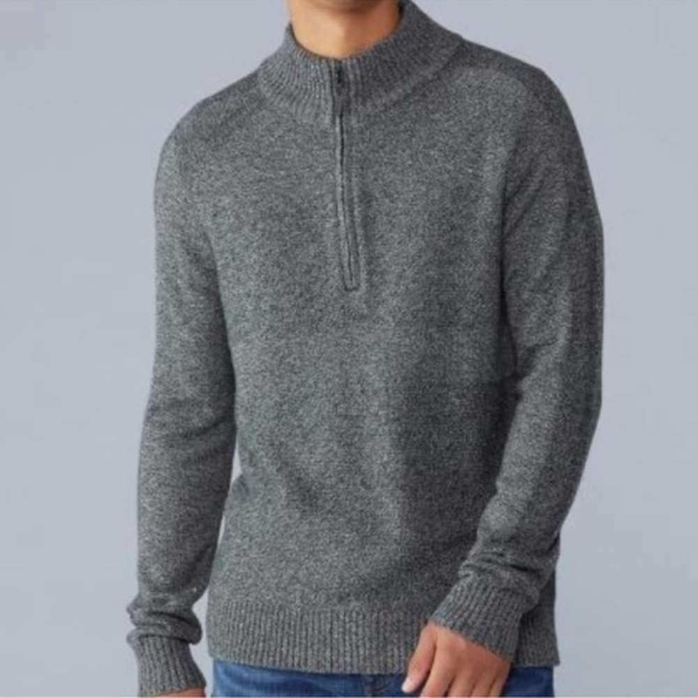 SMARTWOOL RIPPLE RIDGE HALF ZIP CHARCOAL GREY MERINO BLEND SWEATER